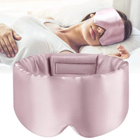 Pink mulberry silk sleep mask with wide elastic band