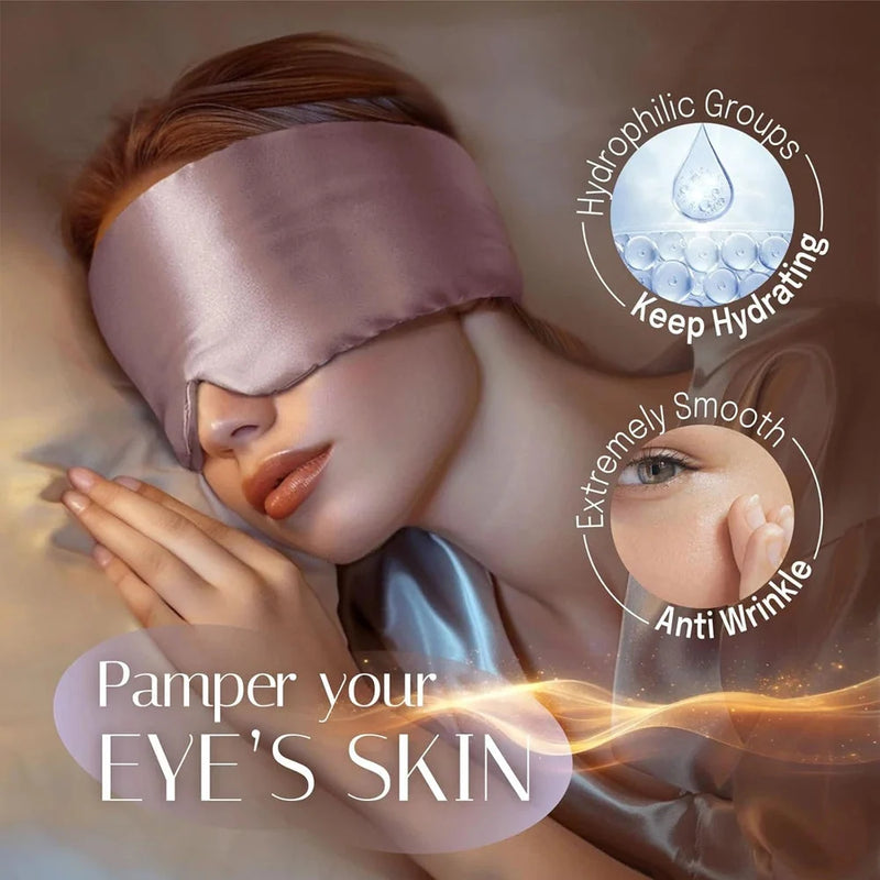 Woman sleeping in a pink mulberry silk sleep mask