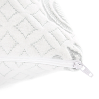 Close-up of the pillow zipper on the quilted cover