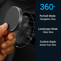 Hand rotating the magnetic car charger, with portrait, landscape, and custom angle views